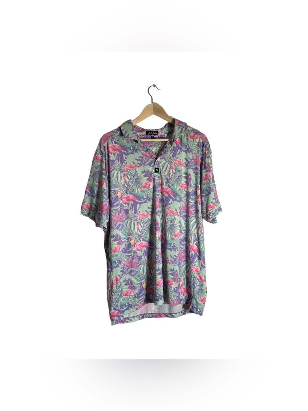 Bad Birdie Men's Golf Polo Size XXL Tropical Flamingo Lightweight Collard Shirt